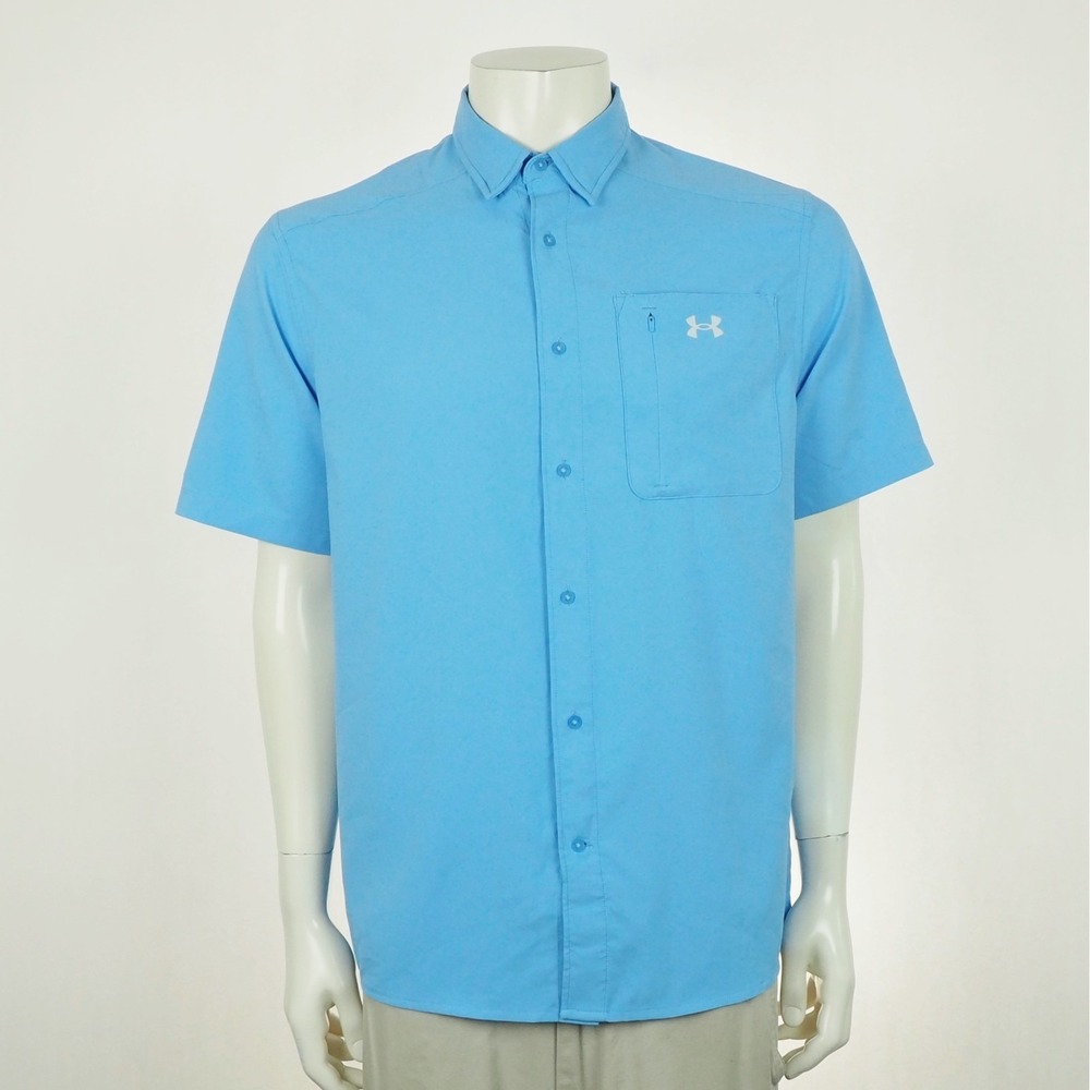 Under Armour UA Drift Tide 2.0 Button Down Shirt Mens Large Blue Fishing Hiking